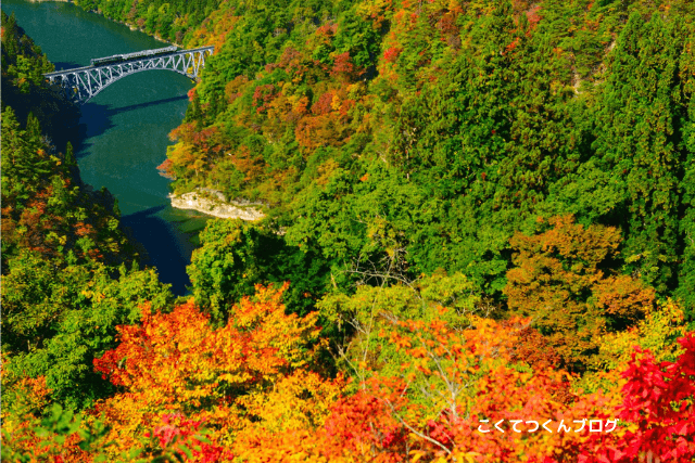 紅葉の時期の只見線